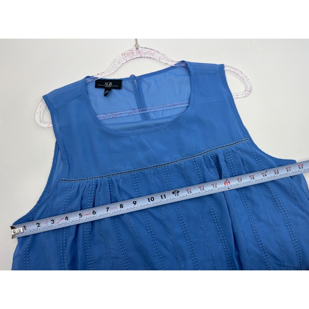 AGB Blouse Women's 2X Top Light Blue Puckered Bodice Lined - Picture 8 of 9